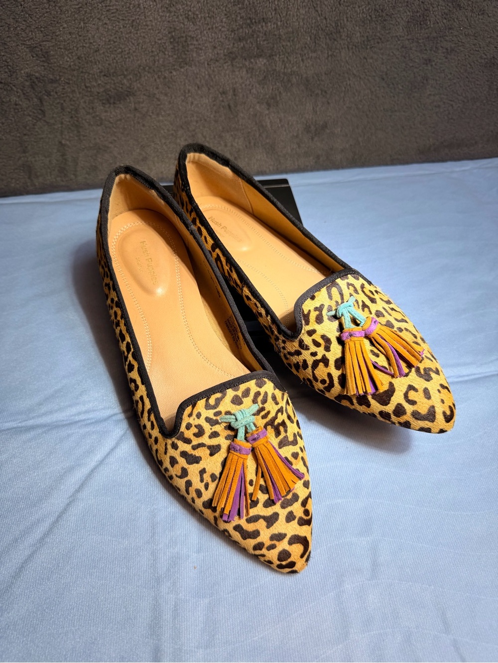 Hush Puppies Leopard Tassel Pointed Flats - Yellow & Black
